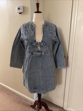 Bohemian Traders Light Blue Denim Dress Jacket with Front Bows
